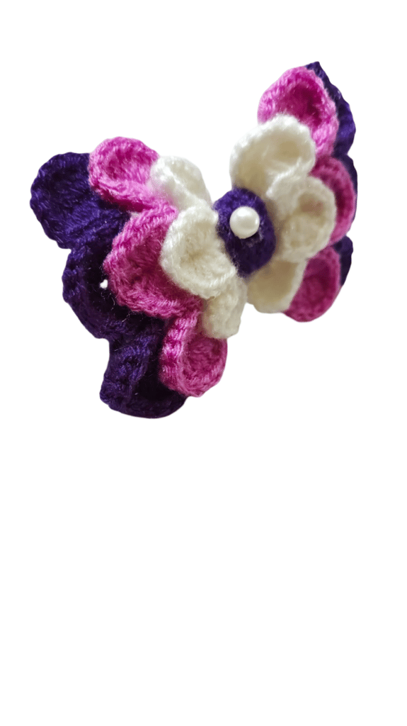 Handmade Crochet Butterfly Hair Tie with Elastic Band 🦋 pack of 2 view 2