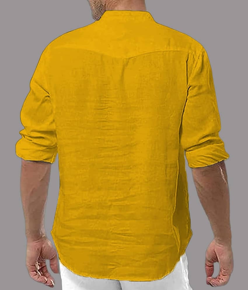 UNI VIBE Brown Cotton Blend Men's Shirt Style Kurta ( Pack of 1 ) view 2