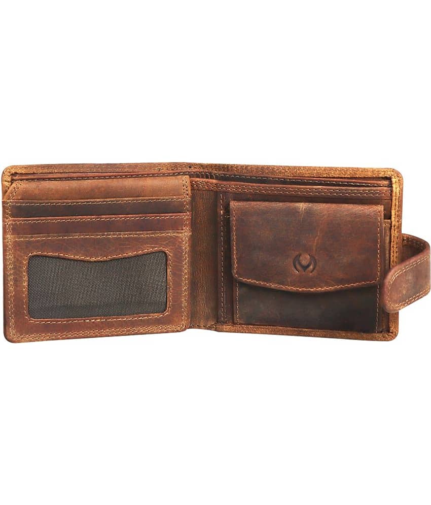 MODEWELT Brown Leather Men's Two Fold Wallet ( Pack of 1 ) view 2
