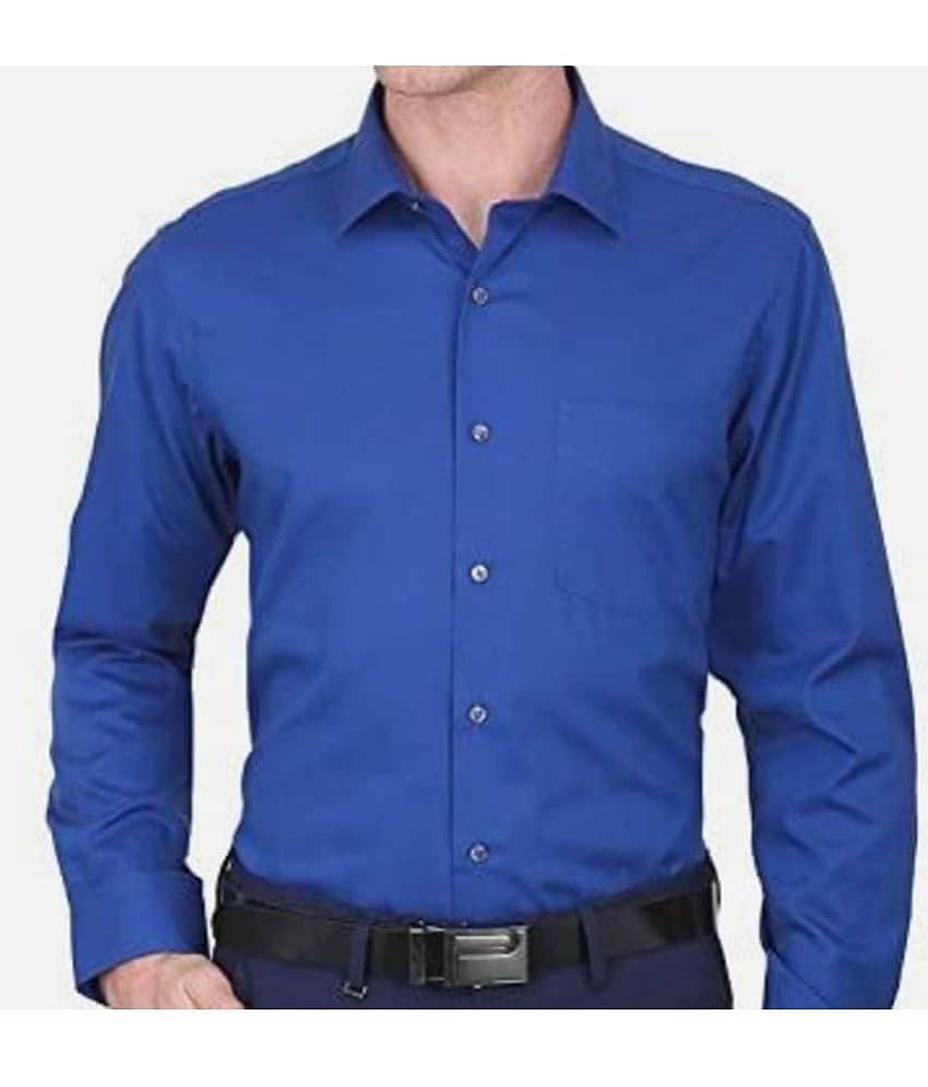 Makhanchor - Navy Blue Cotton Regular Fit Men's Formal Shirt ( Pack of 1 ) view 2
