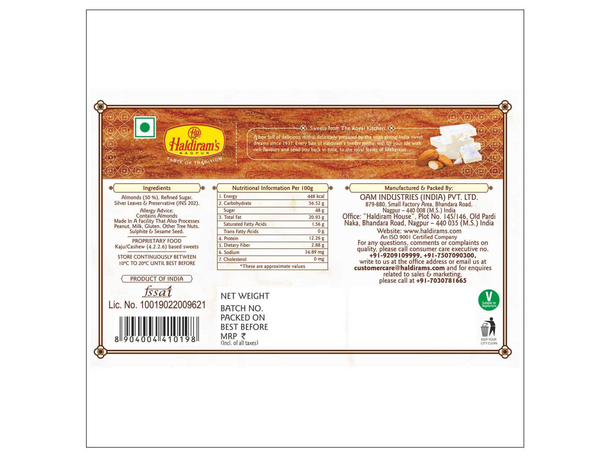 Haldiram's Badam Katli Packed Sweets - 250 Gm view 2
