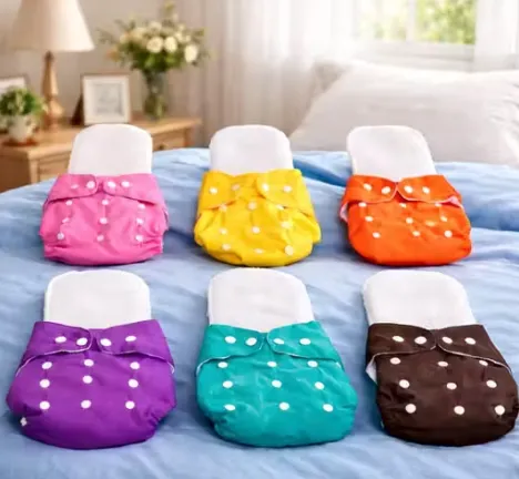 Pack of 6 with 6 Inserts Washable & Reusable Baby Diaper