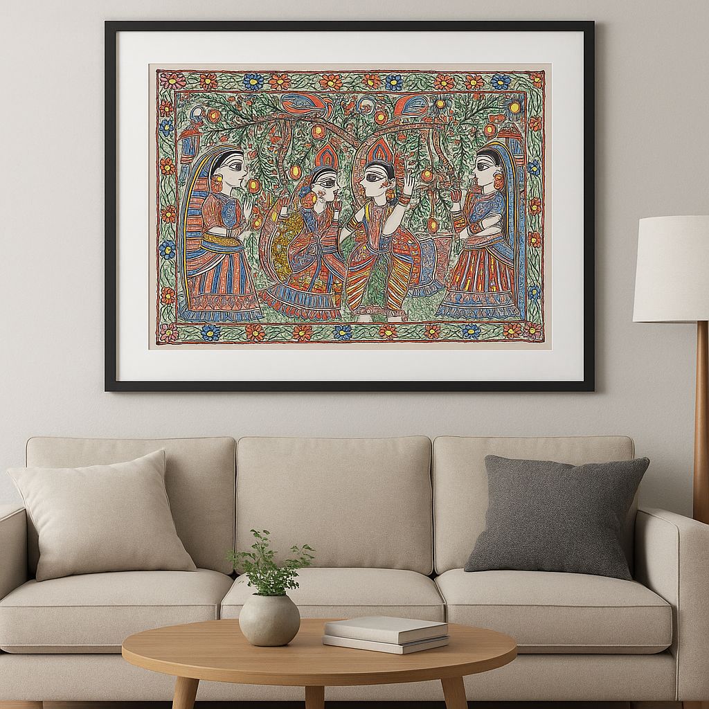 Madhubani Painting: Traditional Indian Art of Love & Nature view 2