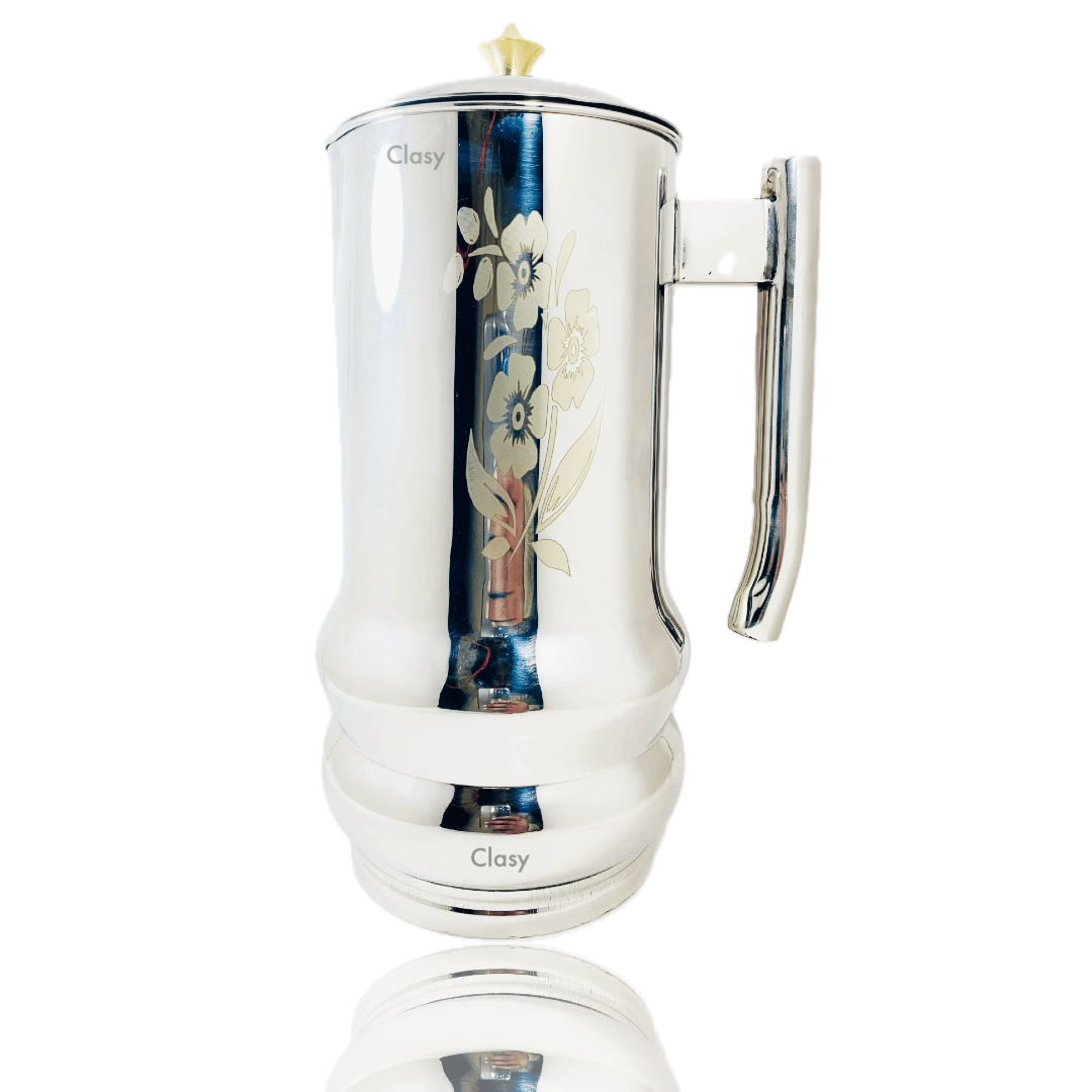 Fancy 100% Stainless Steel Laser Printed 2 Ltr Jug with 6 Pcs of Glass view 2