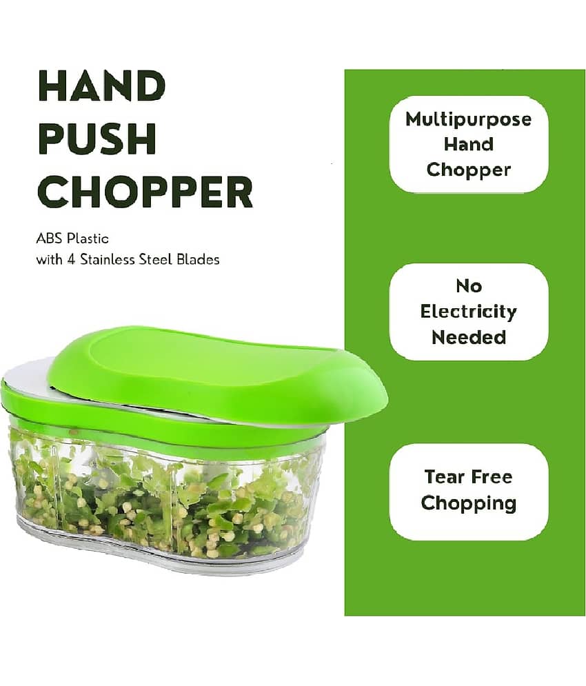 BLUE HOME AND KITCHEN Green Plastic Mannual Chopper 250 ml ( Pack of 1 ) view 2