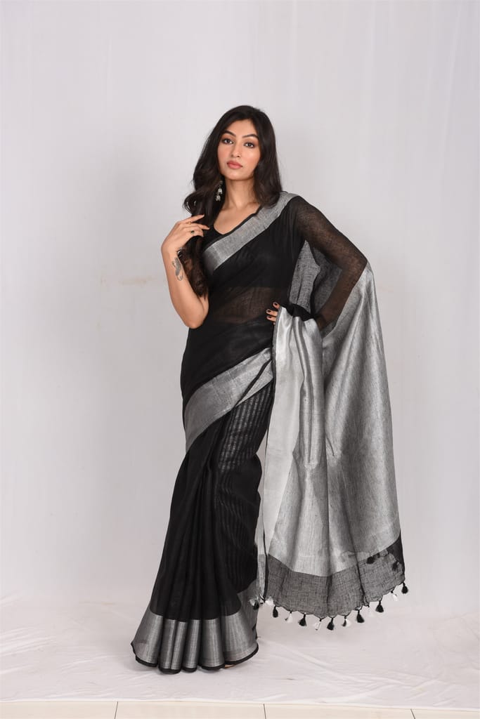 JHARCRAFT SAREE LINEN WITH ZARI(SA03071) view 2