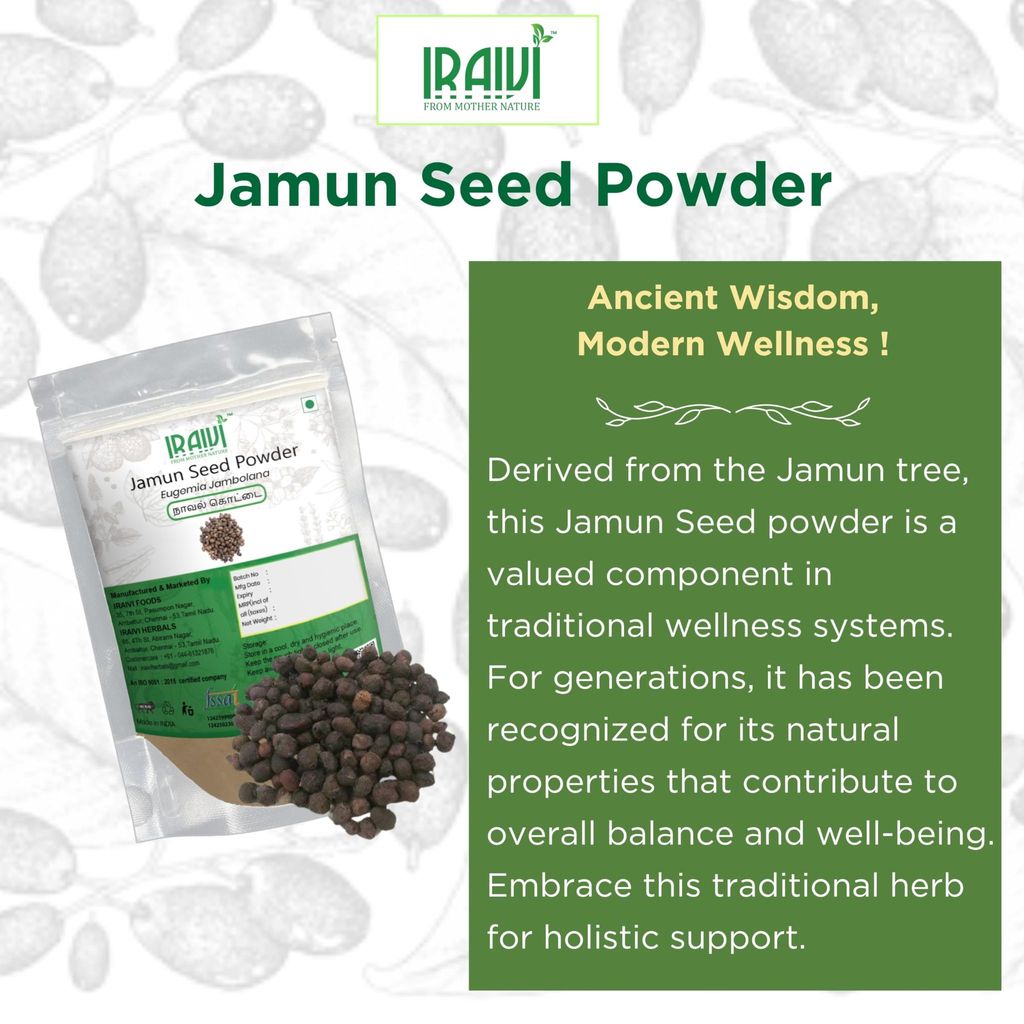 IRAIVI Premium Jamun Seed Powder-200g | Naaval Kottai | Nerale Beeja | Diabetes Care | Supports Blood Sugar Balance & Metabolic Health | 100% Pure Jambul Kernel Supplement view 2