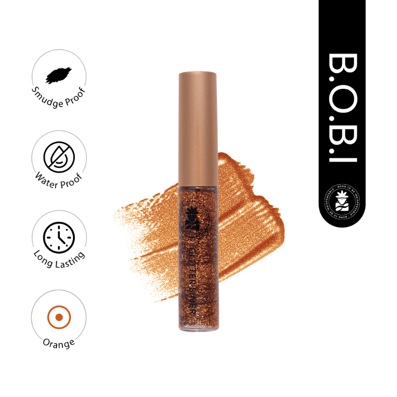 BOBI Glitter Eyeliner Orange | Diamond Sparkle Finish | Waterproof Long Wear | Quick Dry Smudge proof | Felt-Tip Precision | Cruelty-Free Paraben-Free view 2