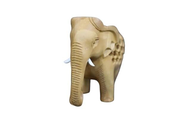 Handcrafted Wooden Elephant Figurine with Lattice Design, Traditional Indian Art Sculpture, Natural Wood view 2