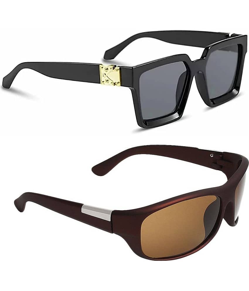 Kanny Devis - Black Rectangular Sunglasses ( Pack of 2 ) view 2