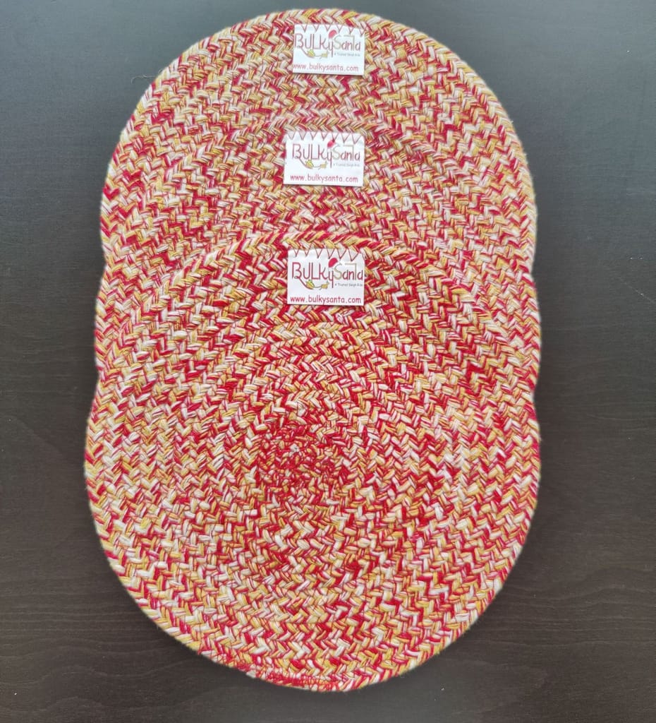Round table mats cotton placemats (pack of 3) | Hotpads / trivets 9", Heat Resistant, Reversible Use (Yellow) by Bulky Santa view 2