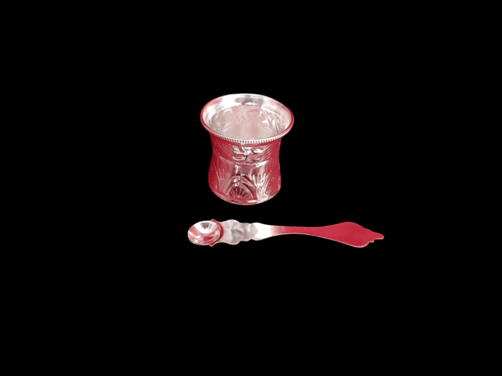 Silver-Plated Katori Set with Spoon for Puja (2.5 inch) view 2