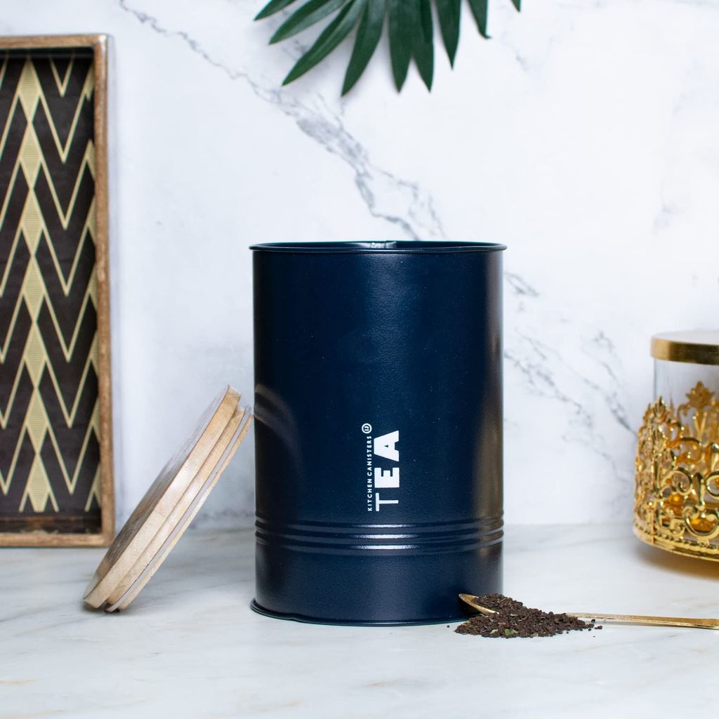 Craftlayout TIN Tea Canister, Blue 900 Ml view 2