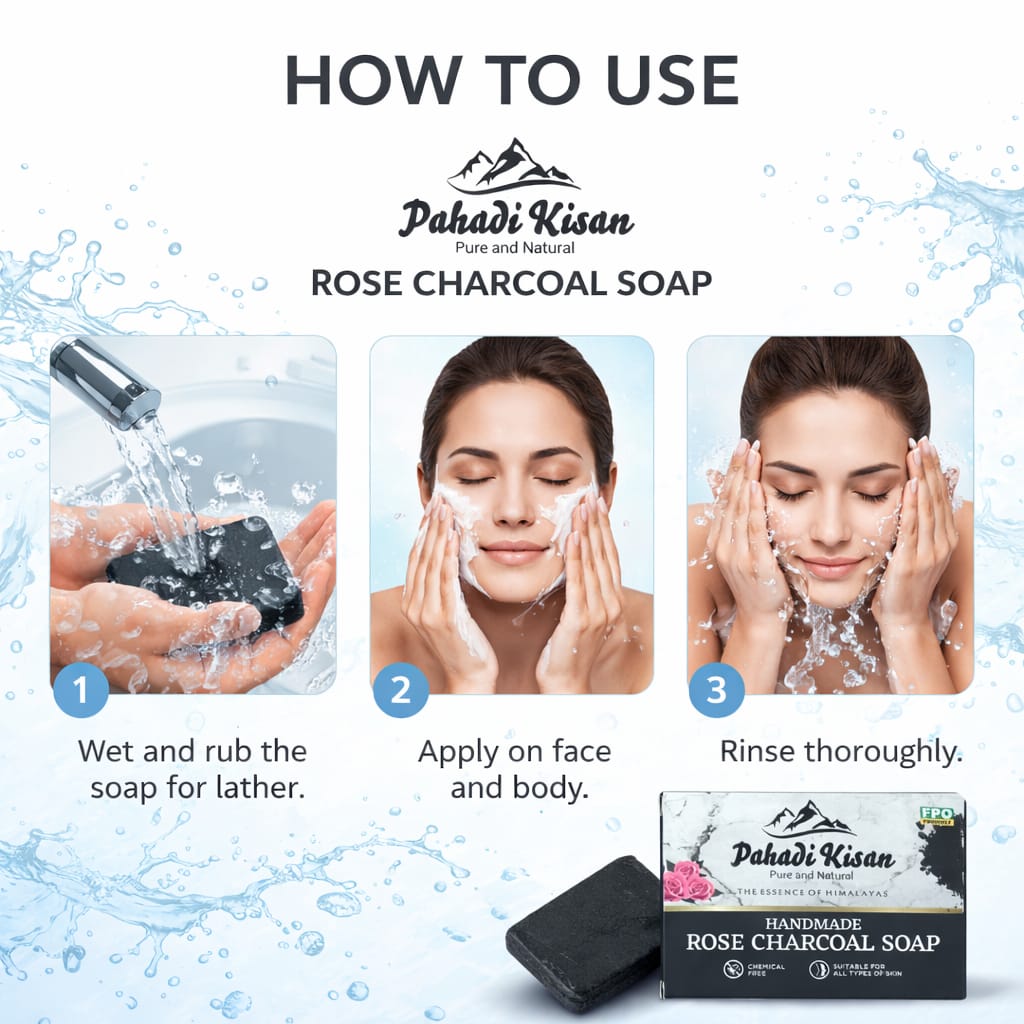 Rose Charcoal soap 100 gm view 2