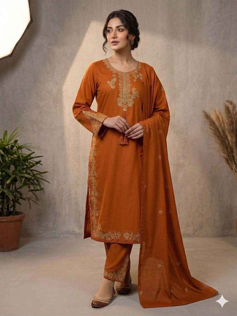 Roman Silk Embroidered Plazzo Suit