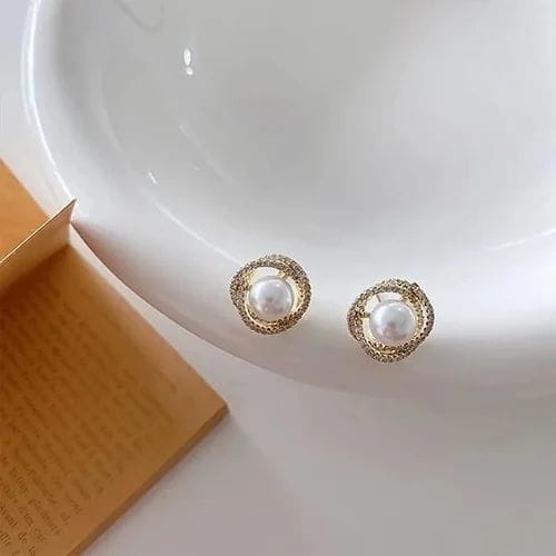 Gold plated stud earrings view 2