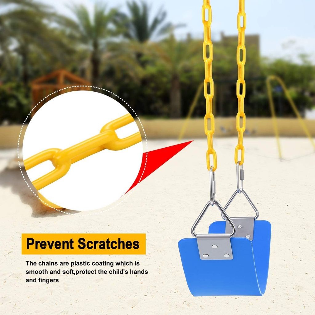 REZNOR Heavy Duty Flexible Swing Seat with Metal Triangle Ring, Anti-Rust Chain Set for Kids & Adults, Playground, Jungle & Gym view 2