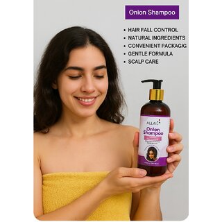 ALLAIL Onion Shampoo for Hair Fall Control, 300ml, Aloe Vera Enriched, Suitable for All Hair Types view 2