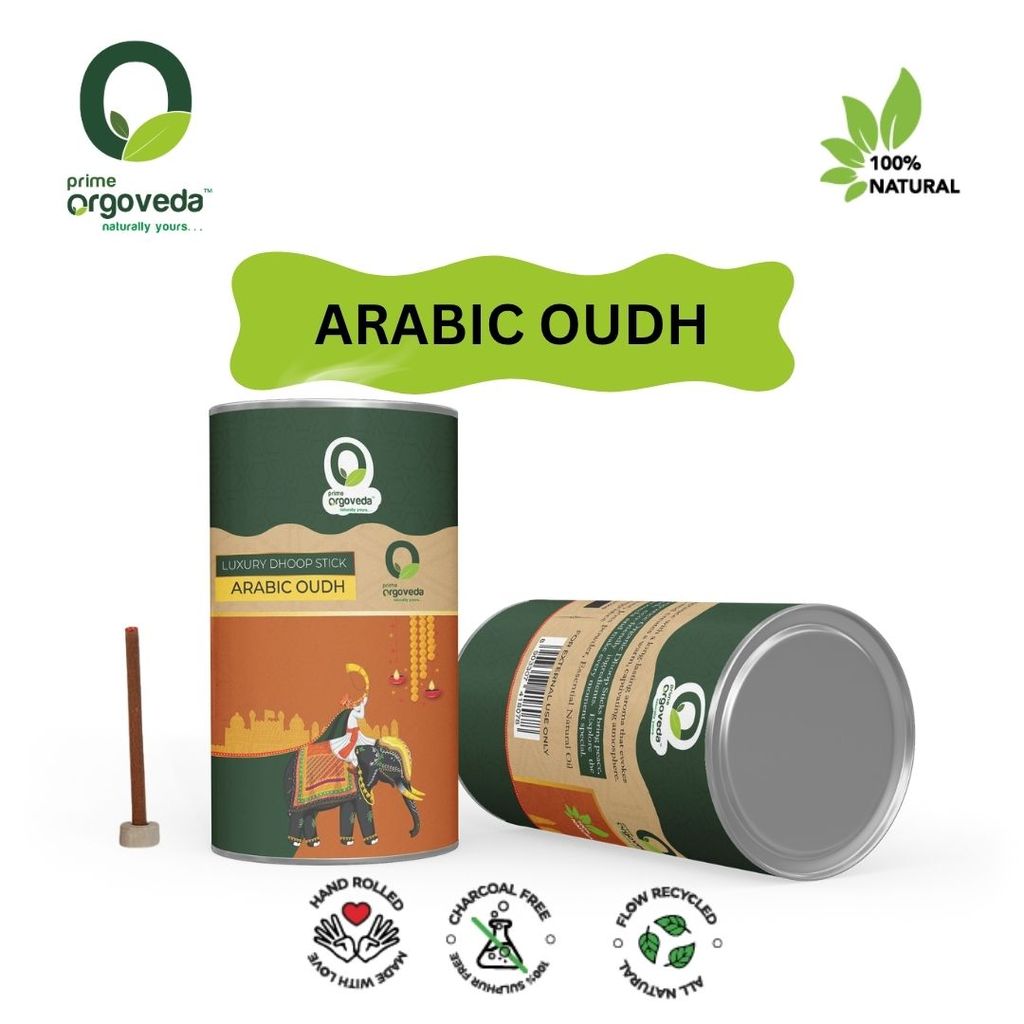 Prime Orgoveda Arabic Oudh Dhoop Sticks | 100% Natural, Charcoal-Free | Long-Lasting Divine Aroma for Prayer, Pooja, Meditation & Relaxation | Handcrafted Premium Dhoop (Pack of 40 Sticks) view 2