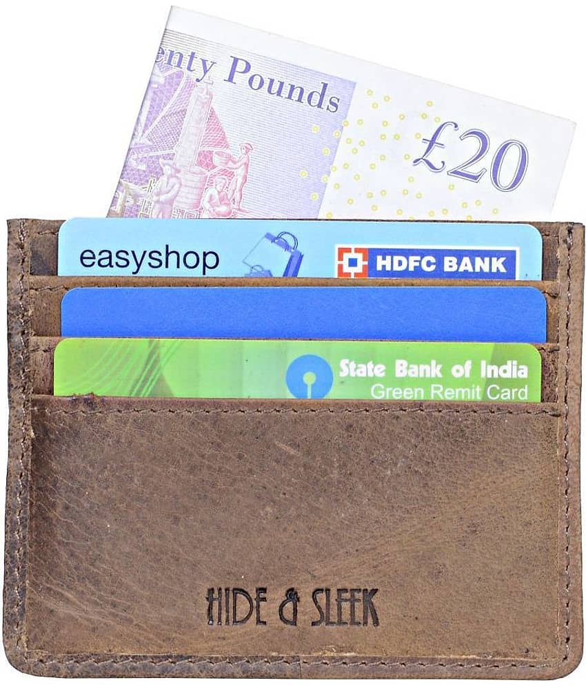 Hide&Sleek RFID Protected Hunter Brown Leather Atm Card Holder view 2