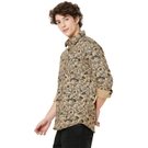 Mufti Khaki & Black Floral Print Slim Fit Casual Shirt view 2