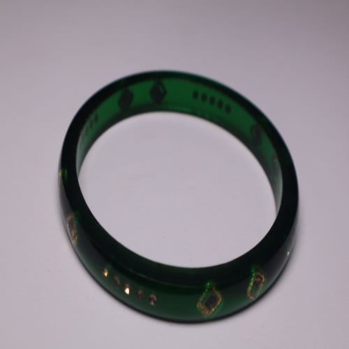 NLR URBAN Emerald Green Bangles with Golden Accents - Exquisite Jewelry view 2