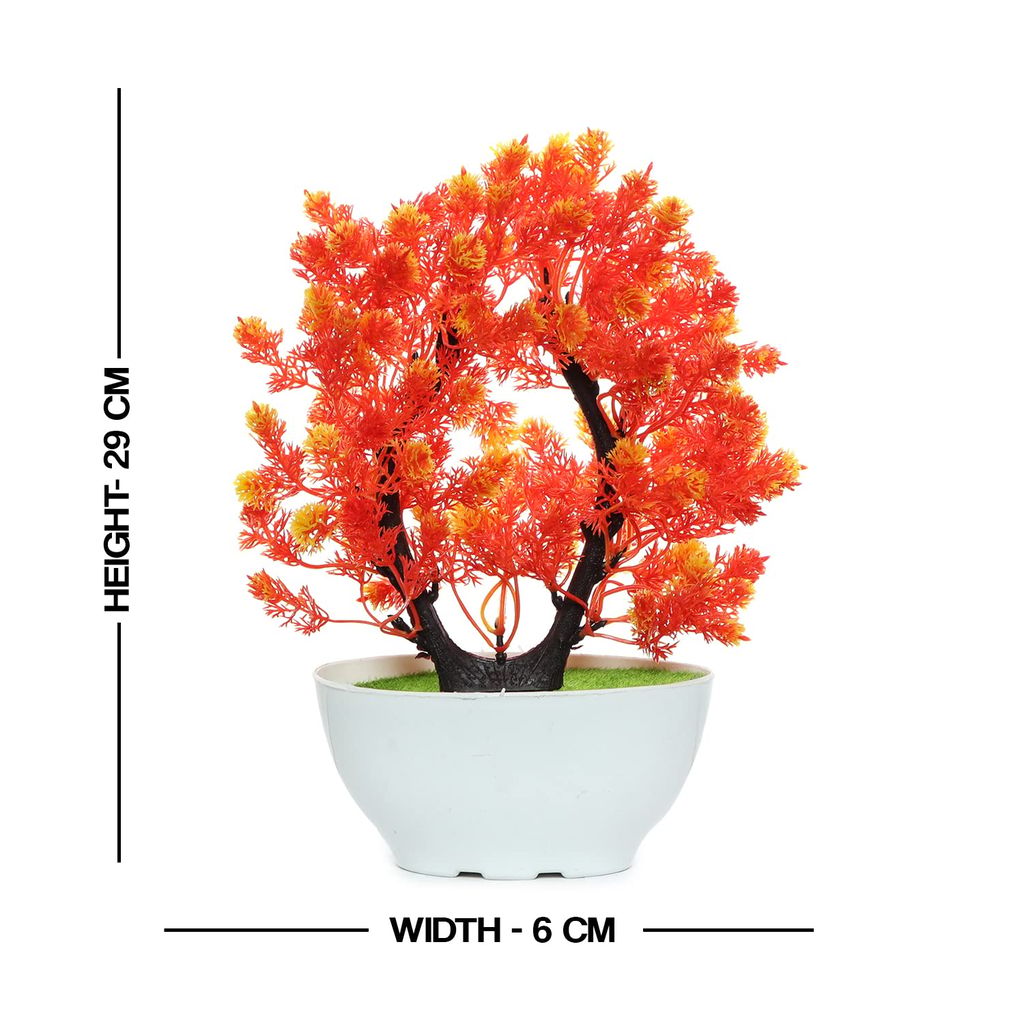 Anaaya Creations Artificial Bonsai Plants with White Pot Round Shape Artificial Plants for Home & Office Table Decoration view 2