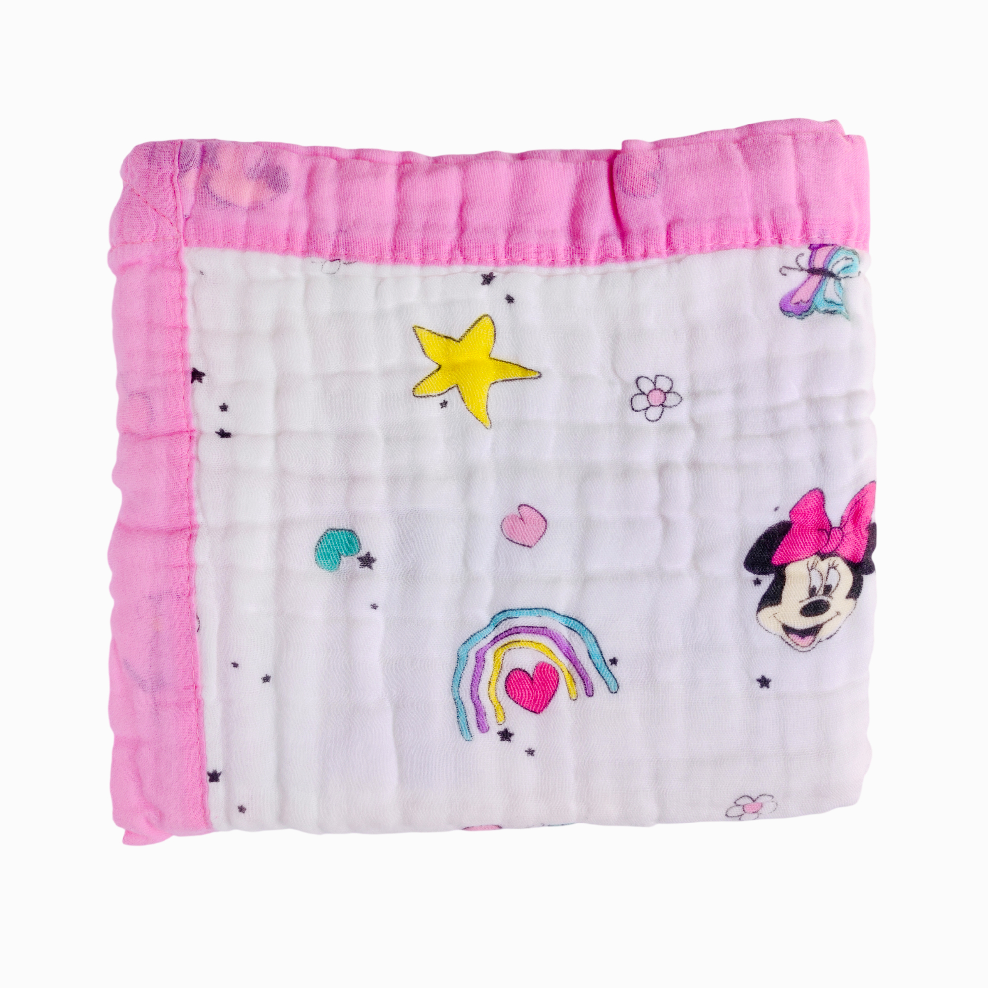 6-Layer Muslin Cotton Baby AC Blanket — Ultra-Soft, Breathable & Lightweight Blanket for Newborn to 6 Years, Stroller Cover & Crib Sheet (White and Candy Pink)