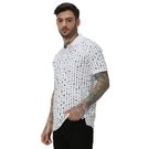Mufti White & Multi Print Knnitted Pique Polo T-Shirt view 2