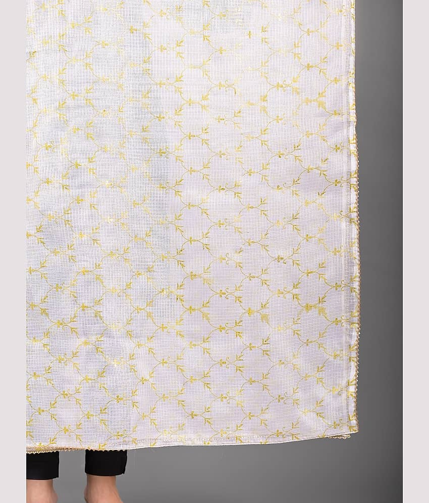 Apratim White Cotton Blend Women's Dupatta - ( Pack of 1 ) view 2