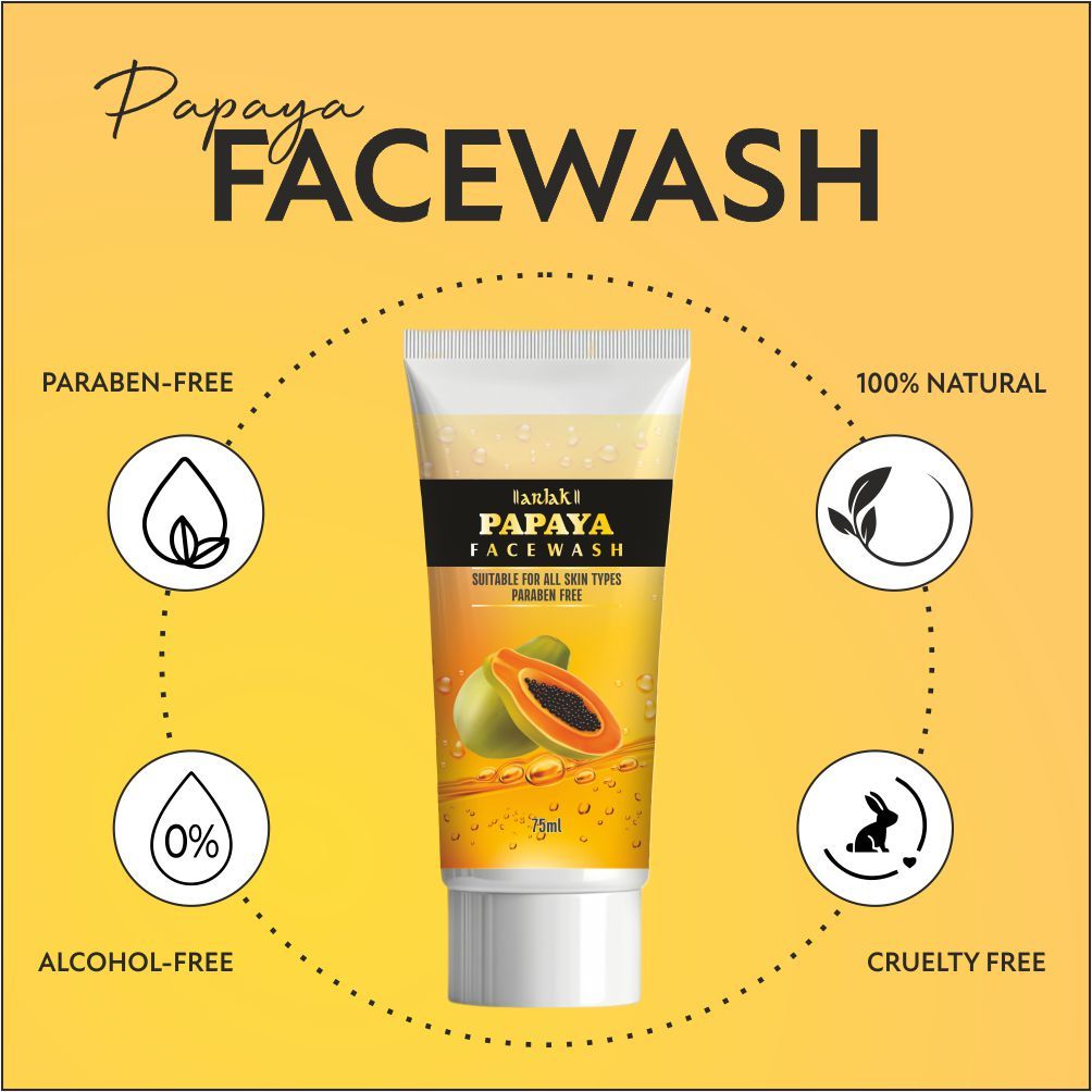 Arlak Papaya Extract Facewash For Glowing Skin, Tan removal & Brightening with Vitamin C Face Wash (75 ml) view 2