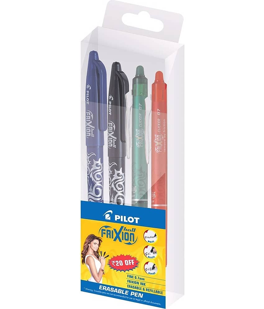 Pilot Frixion Roller Pen Blue, Black and Frxion Clicker Red, Green view 2