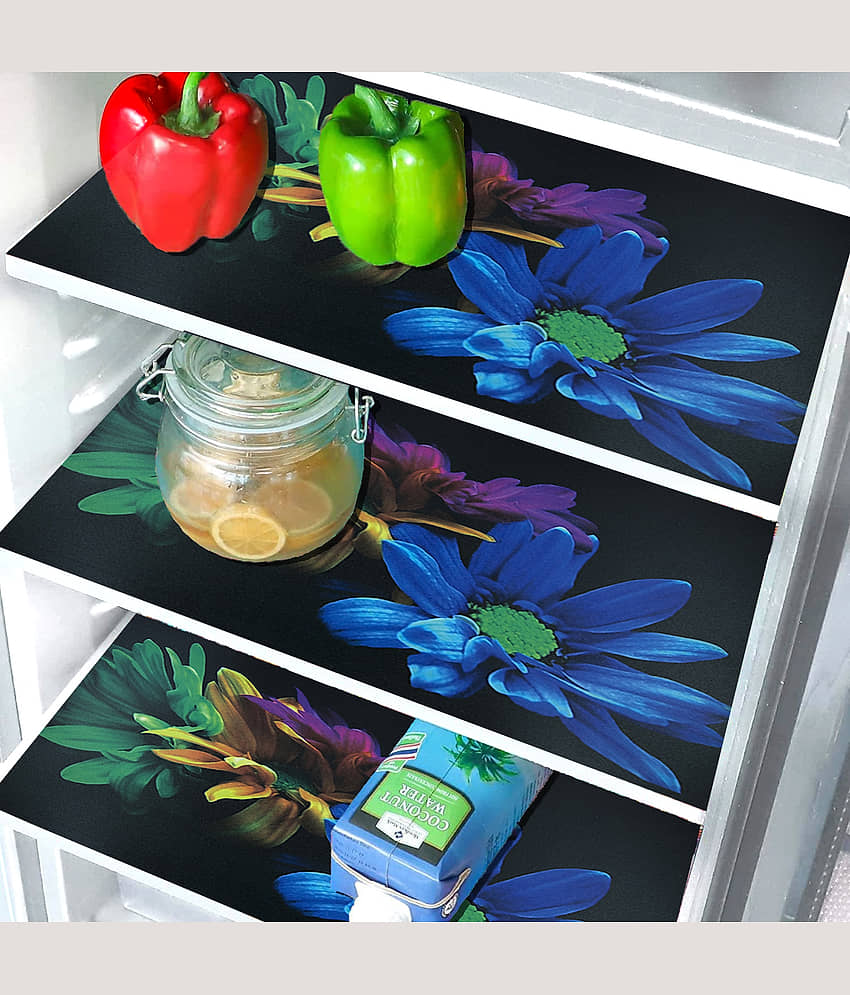 Crosmo Polyester Floral Printed Fridge Mat & Cover ( 99 53 ) Pack of 5 - Multicolor view 2
