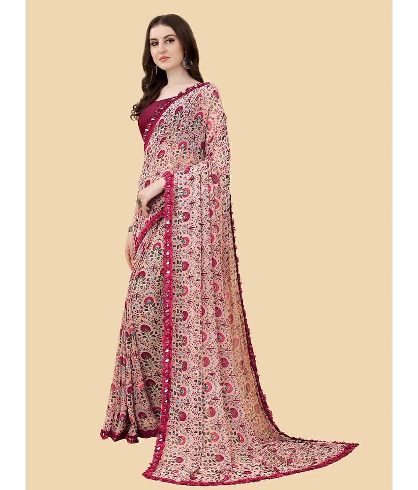 BLEESBURY Georgette Printed Saree With Unstitched Blouse Piece ( Black ) view 2