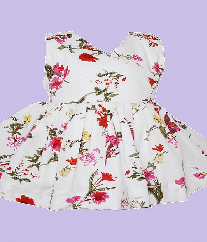 harshvardhanmart.com Pack of 1 Baby Girls Crepe Frock ( White ) view 2