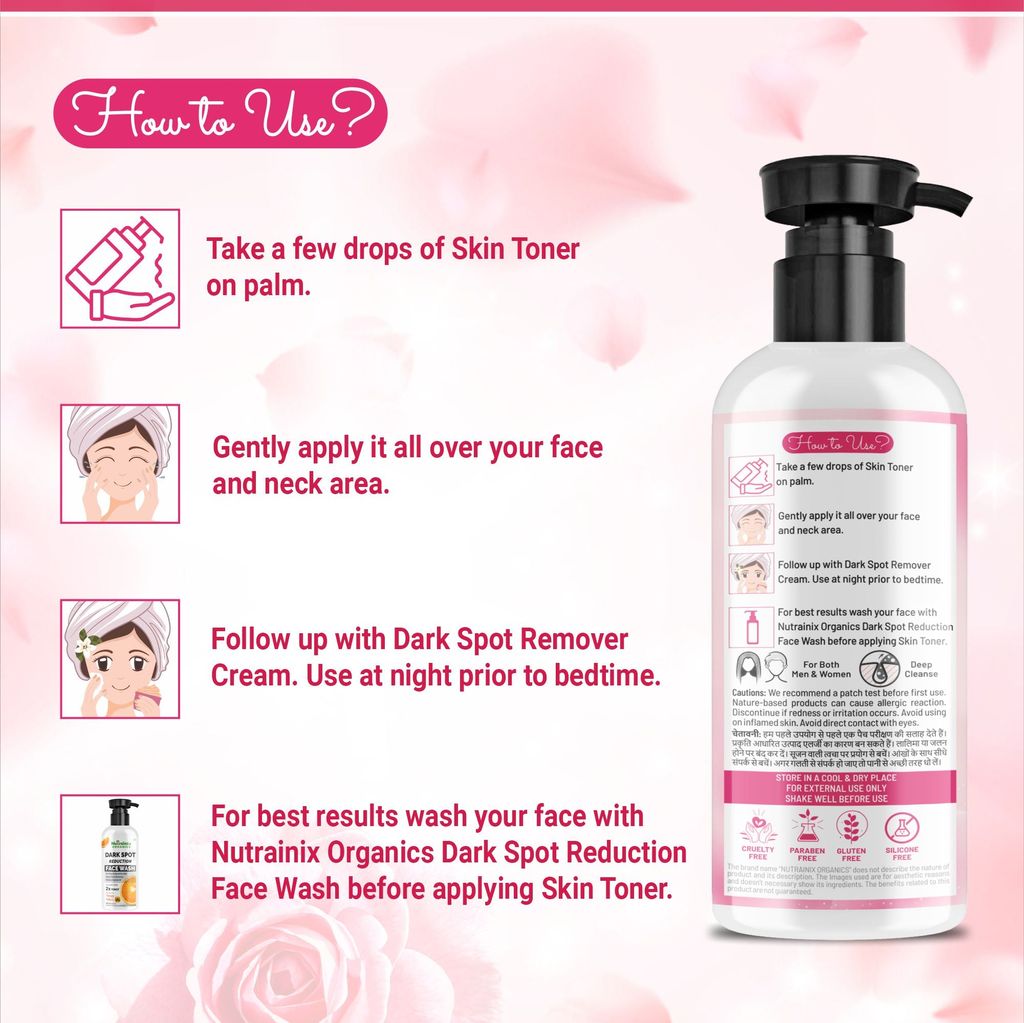 Nutrainix Organics Glow Revival Skin Toner, Rose & Aloe Hydration for Radiant, Balanced Skin - 100ml view 2