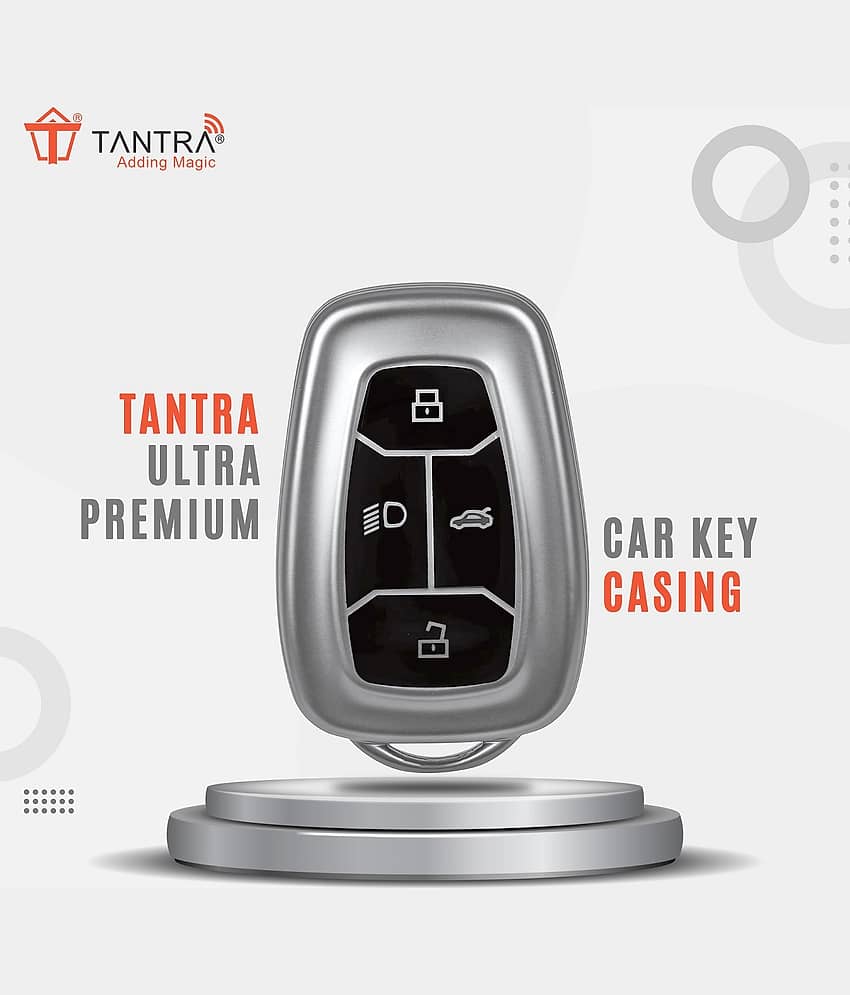 TANTRA TPU Key Cover Compatible with Tata Nexon | Harrier | Safari | Altroz | Tigor | EV | Punch | Tiago EV Electric 4 Button Smart Key Only (Grey) view 2