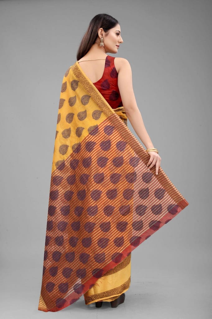 Silk Zone Women's Cotton Woven Saree With Unstiched Blouse Piece view 2