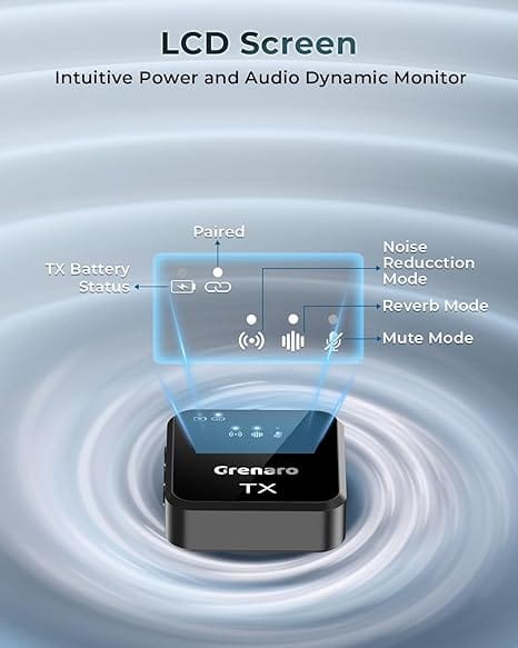 GRENARO Mic for YouTube Wireless, Dual Lapel Wireless Microphone for Recording with LED Display & 164ft Range for YouTube view 2