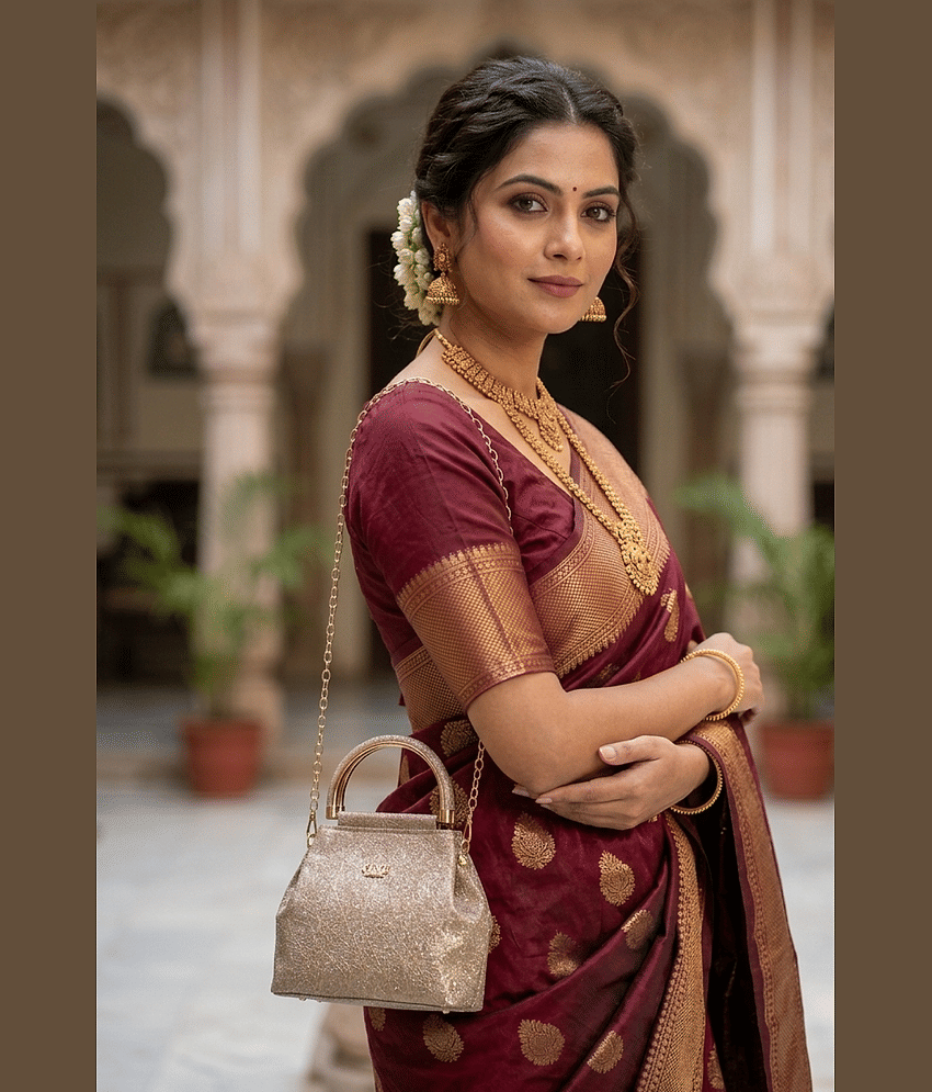 Fine Design Gold Faux Leather Potli view 2