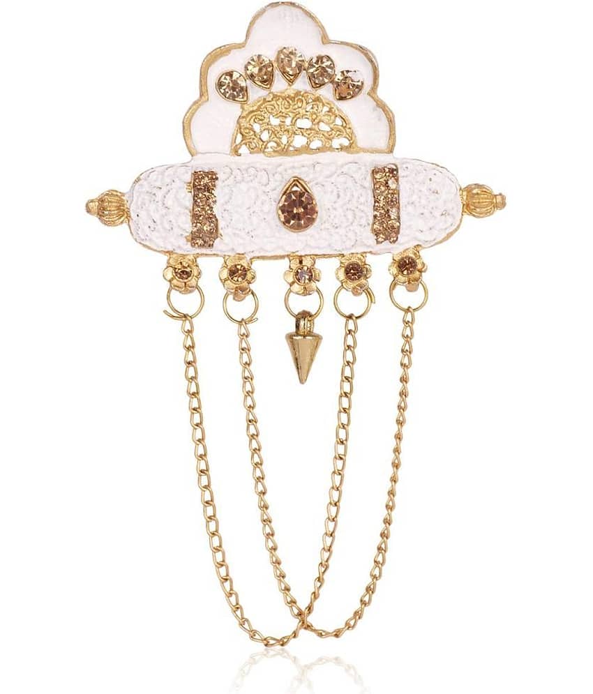 Dulha groom sherwani Necklace/Moti Mala for Men for wedding | Groom Mala and Brooch Set view 2