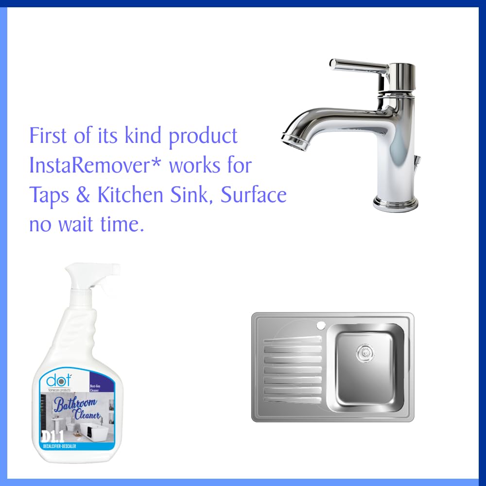 DOT Tough Lime Scale Hard Water Stain Remover, 750ml, Spray and Scrub Cleaner for Bathroom, Taps, Faucet, Basins, Showers & Floor Tiles Cleaner, Kitchen SS Sink view 2