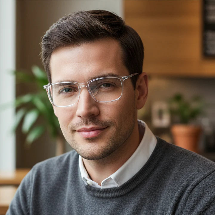 Transparent Rectangular Eyeglasses For Men & Women LKE2802-TRANS view 2