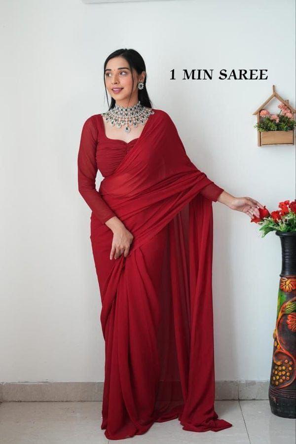 Plain Georgette Ready to Wear Saree Party Wear