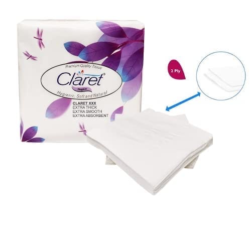 Claret Soft & Natural Paper Napkins 33 x 33 cm 50 Pulls 2 Ply (Pack of 3) – High-Quality Absorbent Tissue for Home, Office and Dining Use view 2