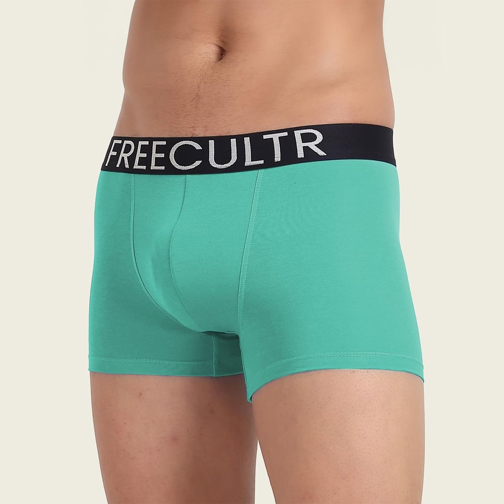Freecultr Men's Underwear Organic Cotton (Ultrasoft Waistband) Premium Snug-Fit Trunk Pack of 1-Holly Green view 2