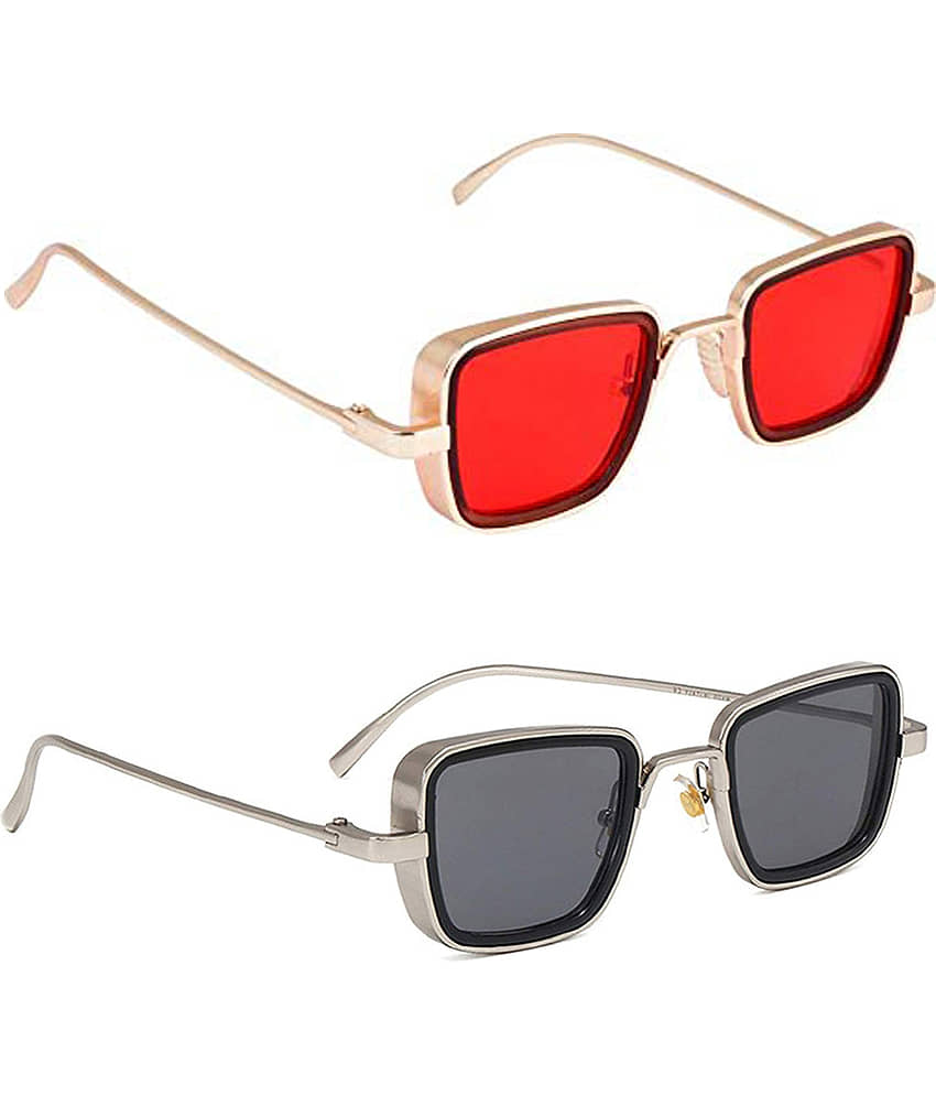 Kanny Devis - Gold Rectangular Sunglasses ( Pack of 2 ) view 2