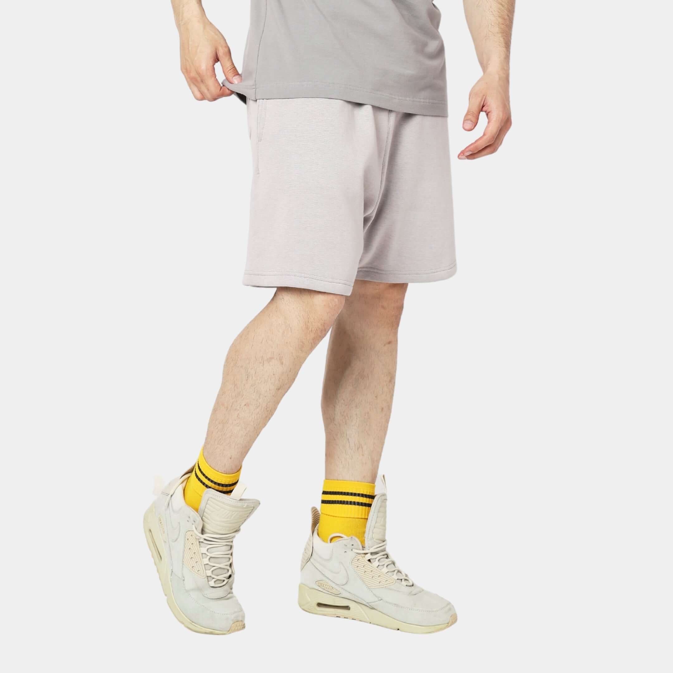 Grey Solid Relaxed Fit Shorts view 2