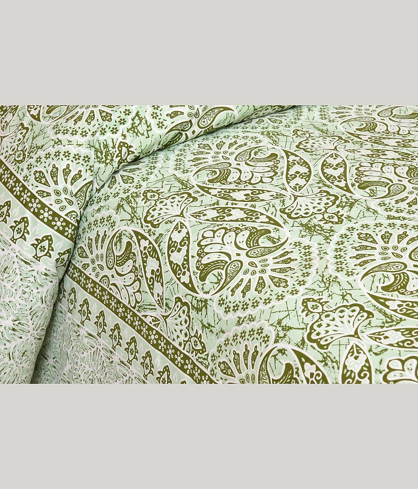 CLOTHORO Cotton 1 Double King Bedsheet with 2 Pillow Covers ( Green ) view 2