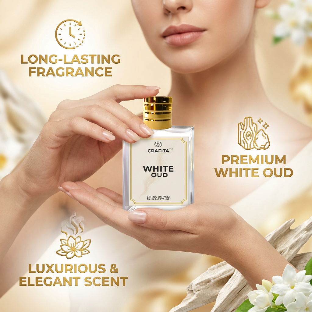 Crafita White Oud Unisex Perfume | Exotic & Romantic Arabian Fragrance | Premium Long-Lasting Eau de Parfum for Men & Women | Strong Signature Scent 50mL